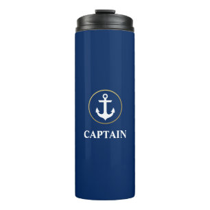 Nautical Captain Anchor Blue Gold Thermal Tumbler
