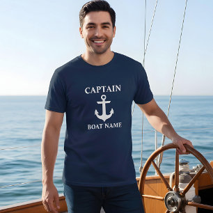 Nautical Captain Boat Name Anchor Blue T-Shirt