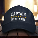 Nautical Captain Your Boat Name Cap Bl<br><div class="desc">Nautical Captain Your Boat Name Personalized Cap Dark Blue</div>