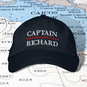 Nautical Captain Your Name Custom Embroidered Hat