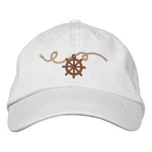 Nautical Captains Wheel and Rope Embroidered Hat