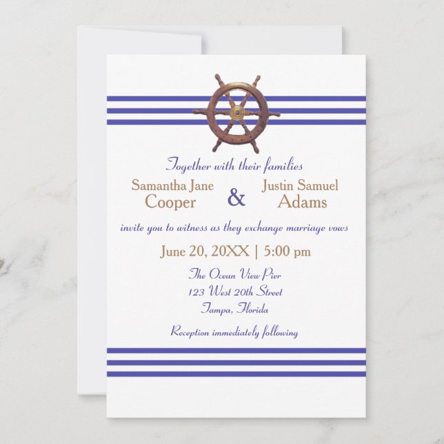Nautical Captain's Wheel - Wedding Invitation (Front)