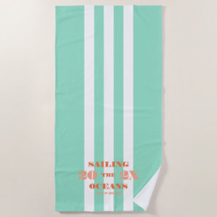 Nautical Celebration Stripes logo Beach Towel
