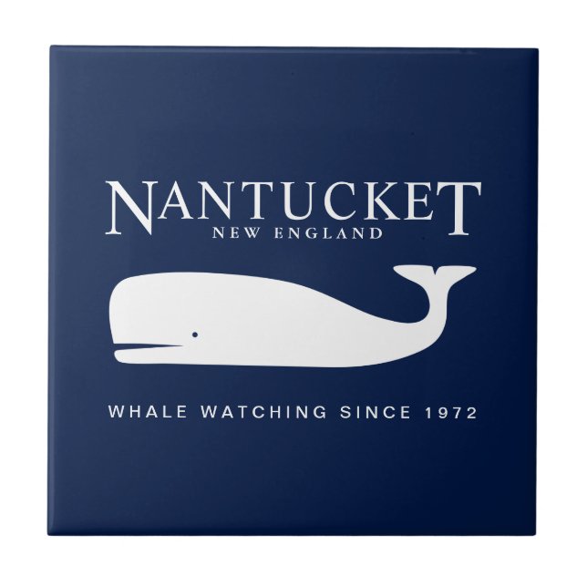 Nautical Ceramic Tile, Nantucket Whale Watch Badge Tile (Front)