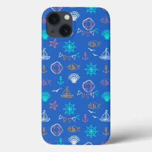 Nautical Chalk Drawing Pattern 1 iPhone 13 Case