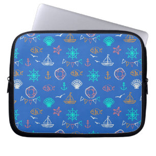 Nautical Chalk Drawing Pattern 1 Laptop Sleeve