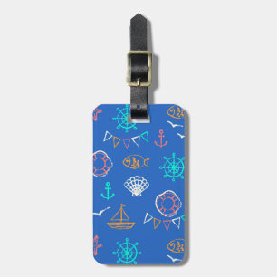 Nautical Chalk Drawing Pattern 1 Luggage Tag