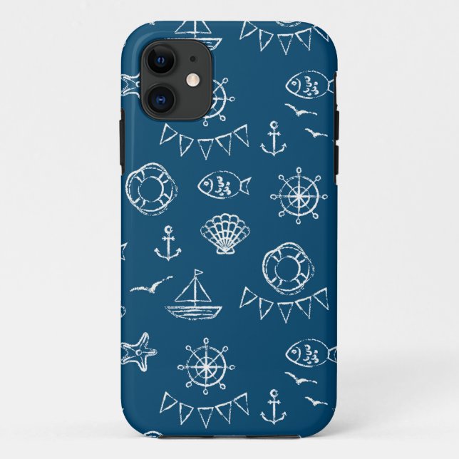 Nautical Chalk Drawing Pattern 2 Case-Mate iPhone Case (Back)
