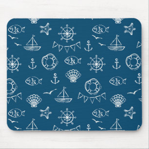 Nautical Chalk Drawing Pattern 2 Mouse Pad