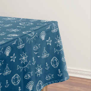 Nautical Chalk Drawing Pattern 2 Tablecloth
