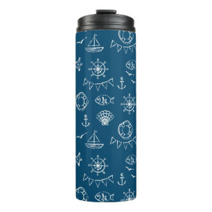Nautical Chalk Drawing Pattern 2 Thermal Tumbler