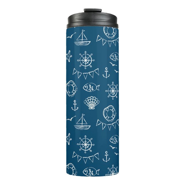 Nautical Chalk Drawing Pattern 2 Thermal Tumbler (Front)