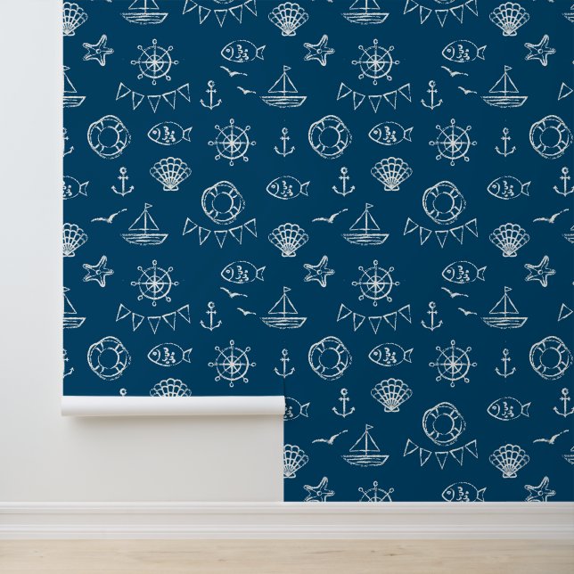 Nautical Chalk Drawing Pattern 2 Wallpaper (Application)