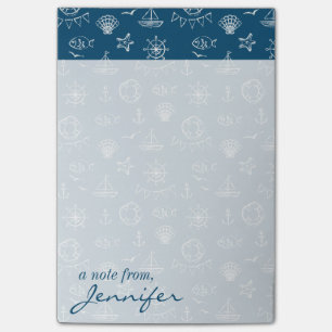 Nautical Chalk Drawing Pattern   Add Your Name Post-it Notes