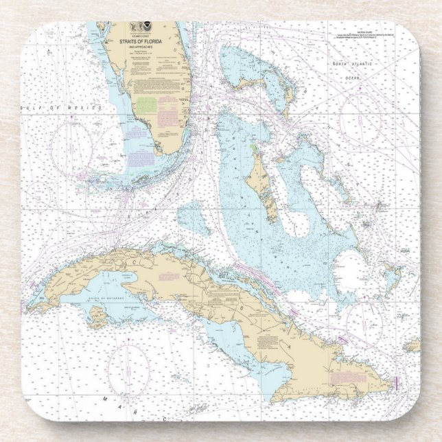 nautical chart for S florida and Cuba coasters. Coaster (Front)