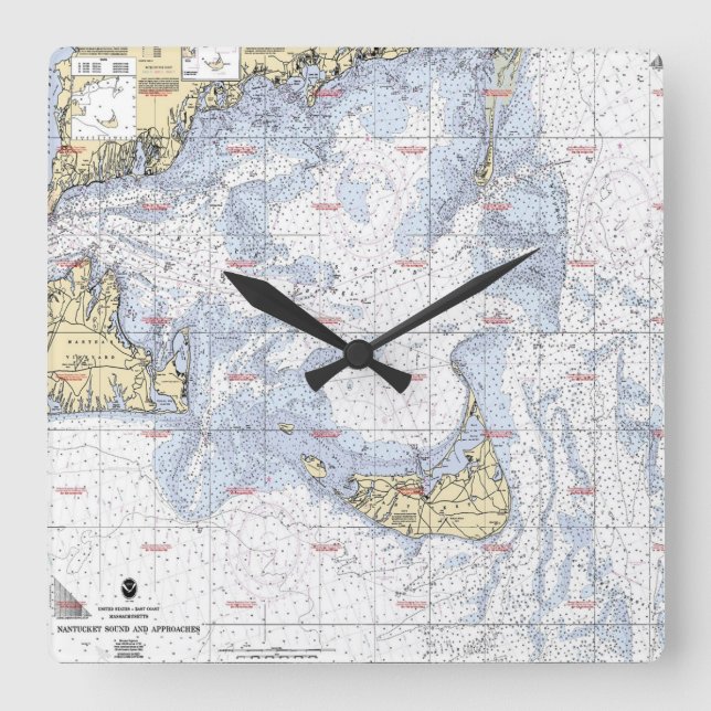 nautical chart Nantucket island Clock (Front)