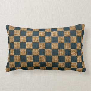 Nautical Check in Deep Sea Blue Lumbar Pillow
