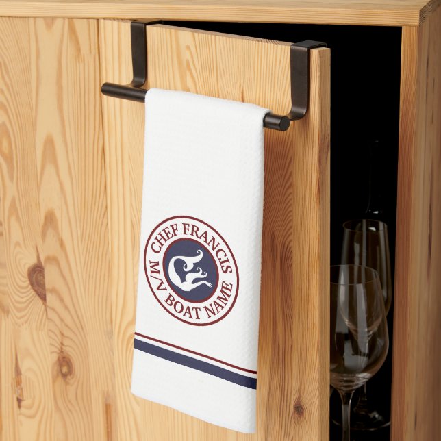 Nautical Chef Mermaid Logo Kitchen Towel (Thirds Fold)