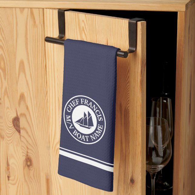 Nautical Chef Sailboat Logo Kitchen Towel (Thirds Fold)