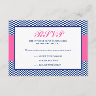 Nautical Chevron Anchor Blue Pink Response Card