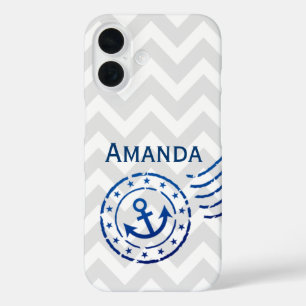 Nautical Chevron & Anchor Seal iPhone 16 Case