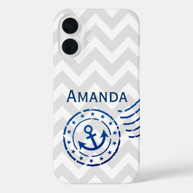 Nautical Chevron & Anchor Seal Case-Mate iPhone Case (Back)