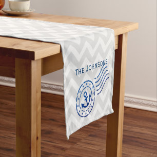 Nautical Chevron & Anchor Seal Short Table Runner