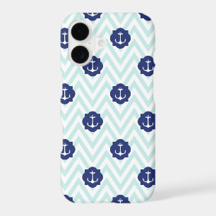 Nautical Chevron Navy Blue Anchors Pattern