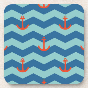 Nautical Chevron Pattern Coaster