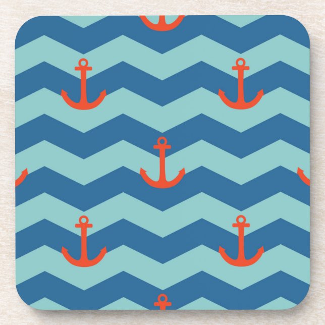 Nautical Chevron Pattern Coaster (Front)