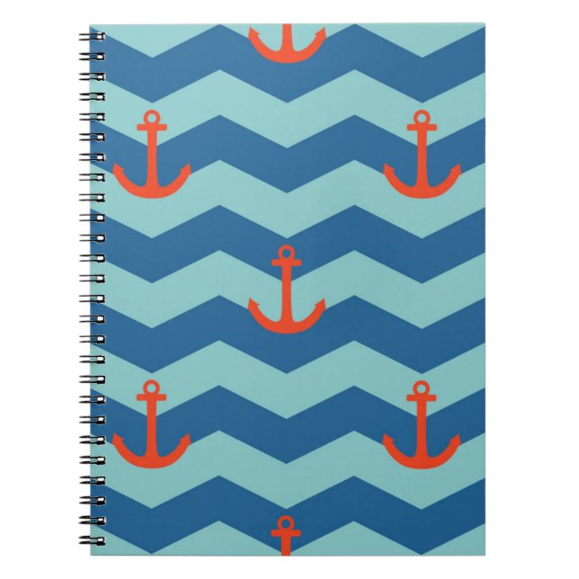 Nautical Chevron Pattern Notebook (Front)