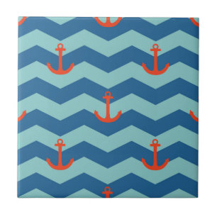 Nautical Chevron Pattern Tile