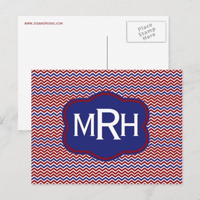 Nautical Chevrons on White Postcard (Front/Back)
