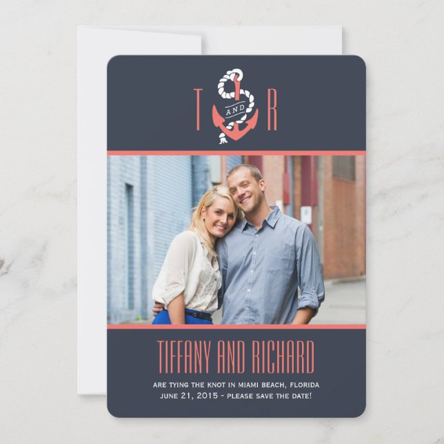 Nautical Chic Wedding Enregistrer La Carte Date (Devant)