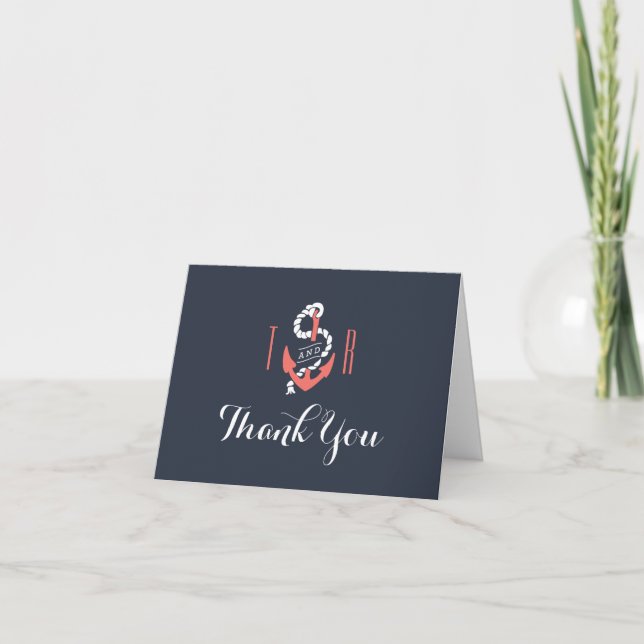 Nautical Chic Wedding Thank You Card (Front)