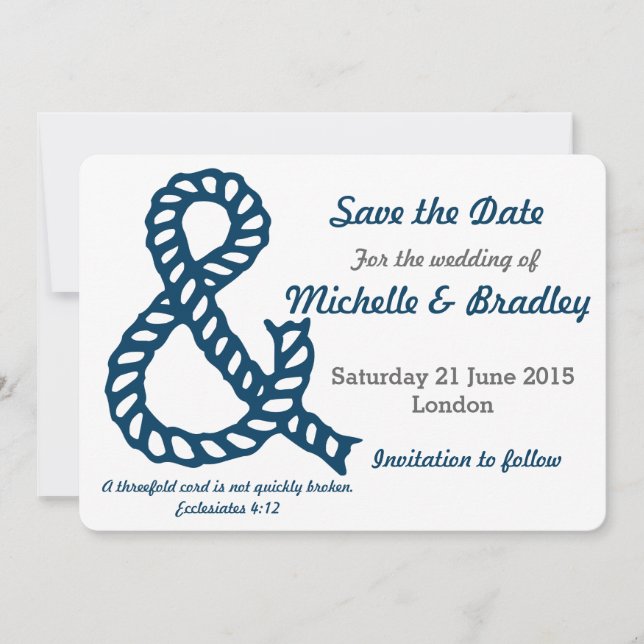 Nautical Christian Wedding Save the Date (Front)