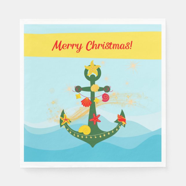 Nautical Christmas Anchor Napkin (Front)