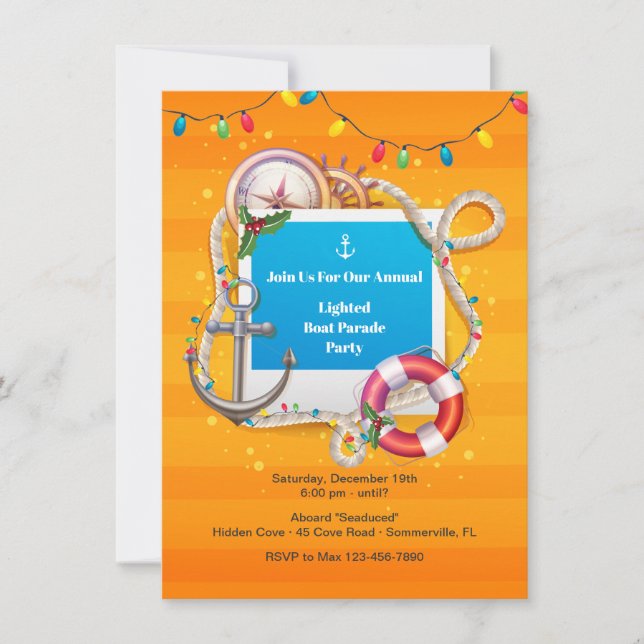 Nautical Christmas  Boat Parade Invitation (Front)