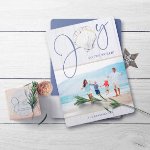 Nautical Christmas Joy Seashell Holiday Photo Card