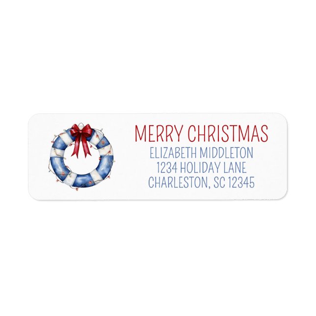 Nautical Christmas Life Preserver With Bow (Devant)