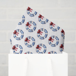 Nautical Christmas Life Preserver With Bow Tissue Paper