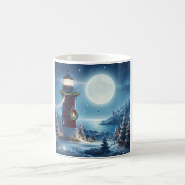 Nautical Christmas lighthouse Coffee Mug (Center)