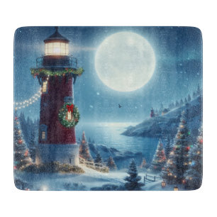 Nautical Christmas lighthouse Cutting Board
