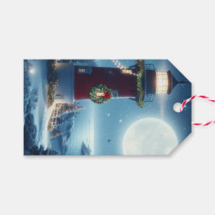 Nautical Christmas lighthouse Gift Tags