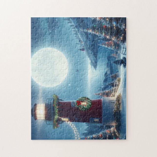 Nautical Christmas lighthouse Jigsaw Puzzle (Vertical)