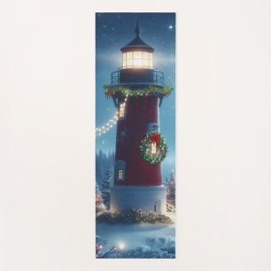 Nautical Christmas lighthouse Yoga Mat