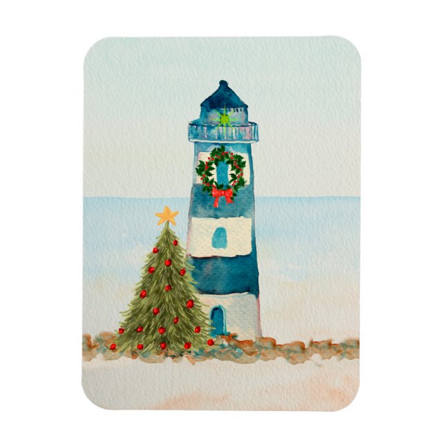 Nautical Christmas Magnet with Lighthouse (Vertical)