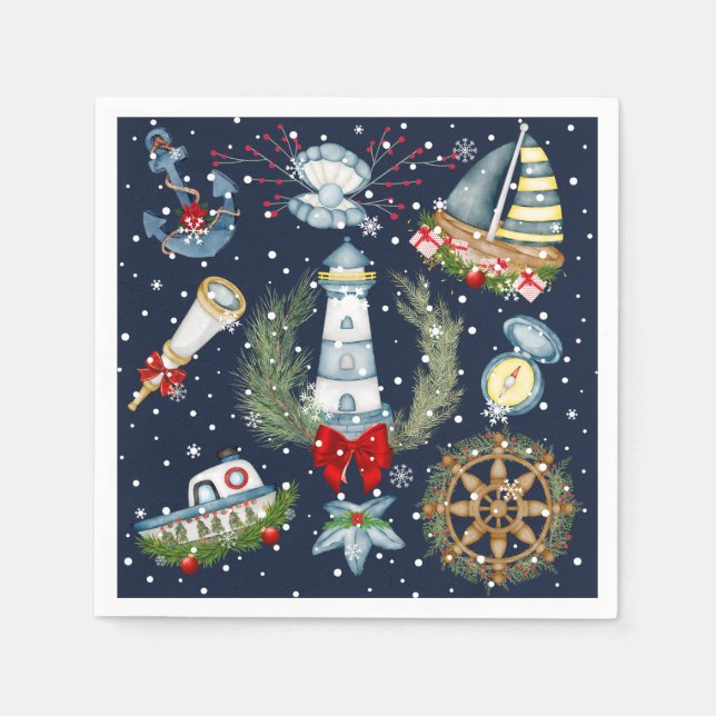 Nautical Christmas Napkin (Front)