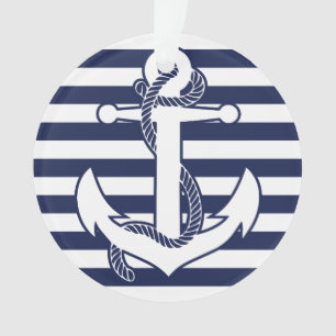 Nautical Christmas Ornament White Acrylic Anchor