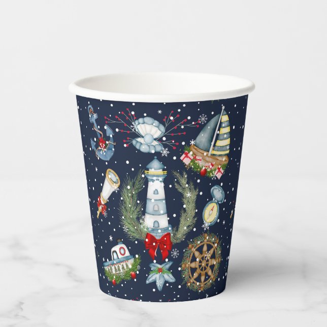 Nautical Christmas Paper Cups (Front)